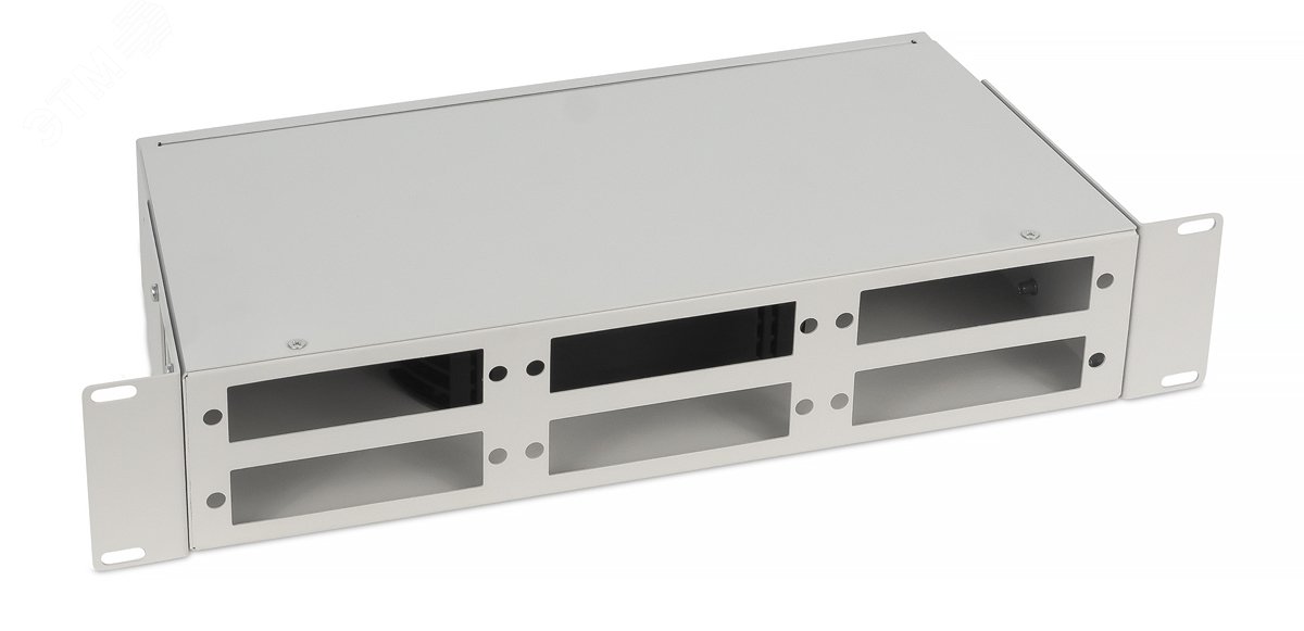 Изображение товара Кросс бокс оптический 19 2U на 6 адаптерных панелей серый