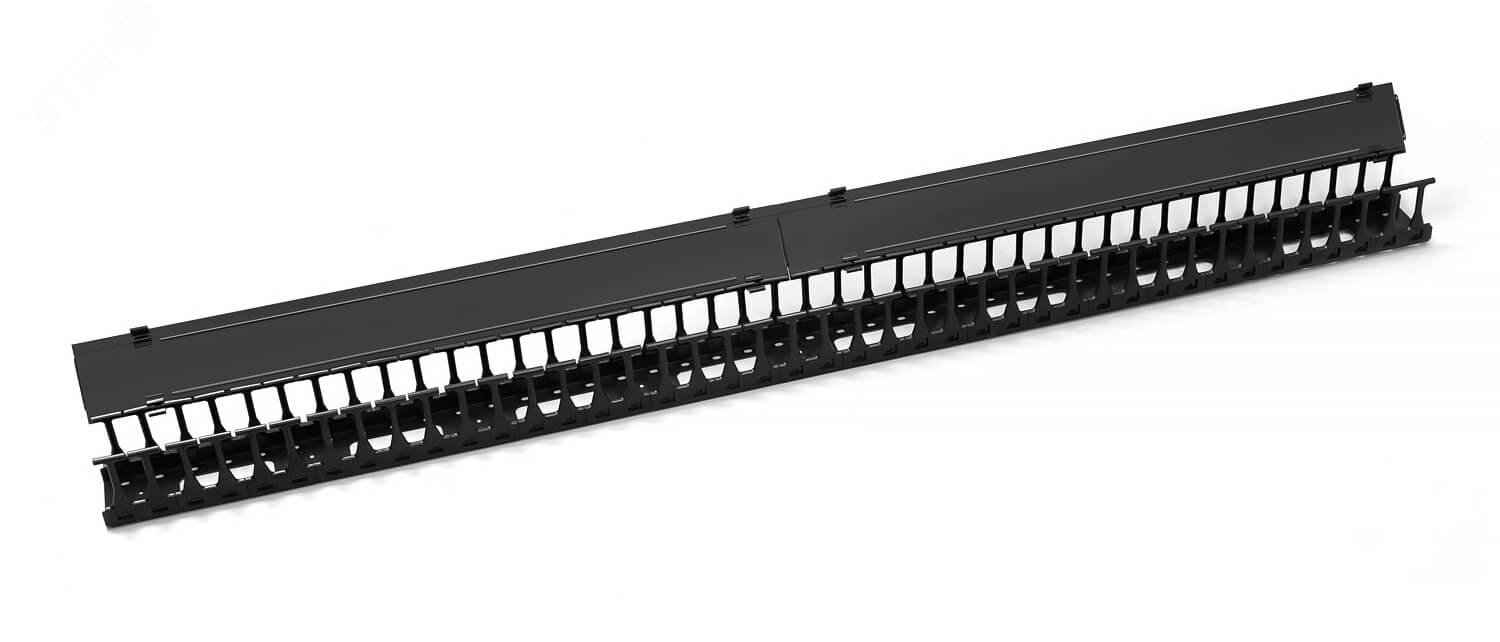 Органайзер-гребенка вертикальный кабельный в шкаф 42U. пластиковый. цвет черный (RAL 9004) VCM-PL-42U-BK Cabeus - превью 3
