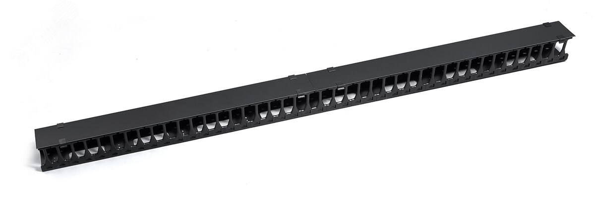 Органайзер-гребенка вертикальный кабельный в шкаф 42U. пластиковый. цвет черный (RAL 9004) VCM-PL-42U-BK Cabeus - превью