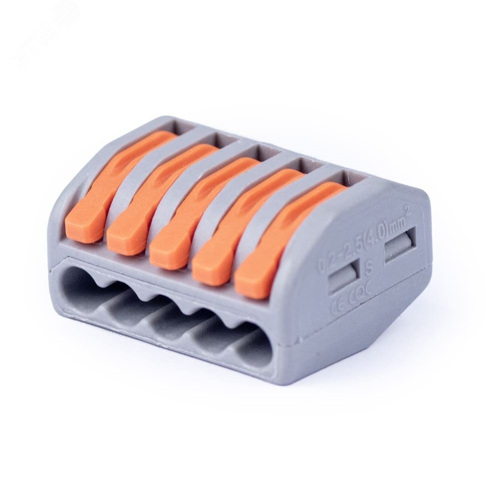 Изображение товара Универсальная соединительная клемма 5-проводная с рычагом, изоляция, 10 шт