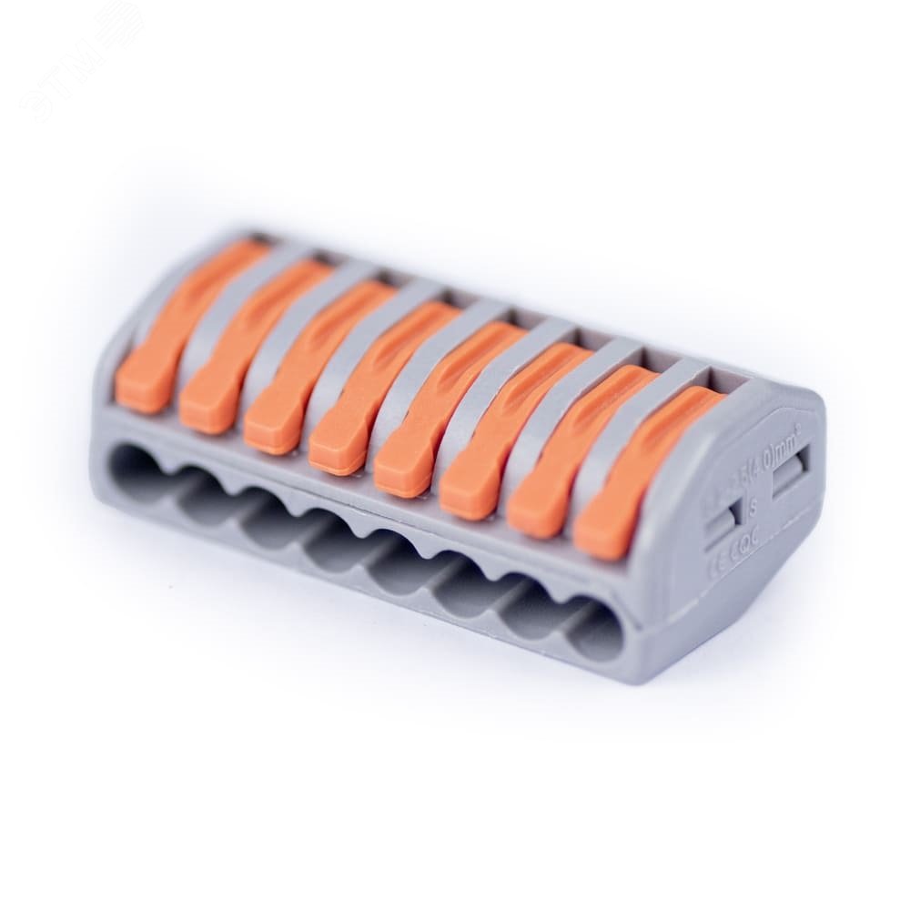 Изображение товара Универсальная соединительная клемма 8 проводов с рычагом 4 мм2 1 шт