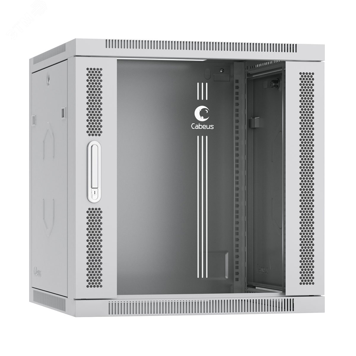 Шкаф телекоммуникационный настенный разобранный 19дюйм 12U 600x600x635mm (ШхГхВ) дверь стекло, цвет серый (RAL 7035) SH-05F-12U60/60-R Cabeus
