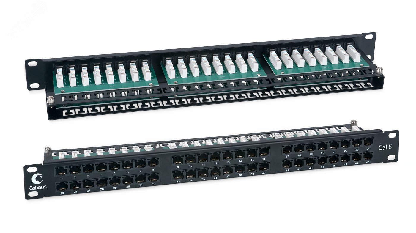 Патч-панель IDC-1U высокой плотности 19', 1U, 48 портов RJ-45, категория 6, Dual IDC PLHD-48-Cat.6-Dual Cabeus - превью 2