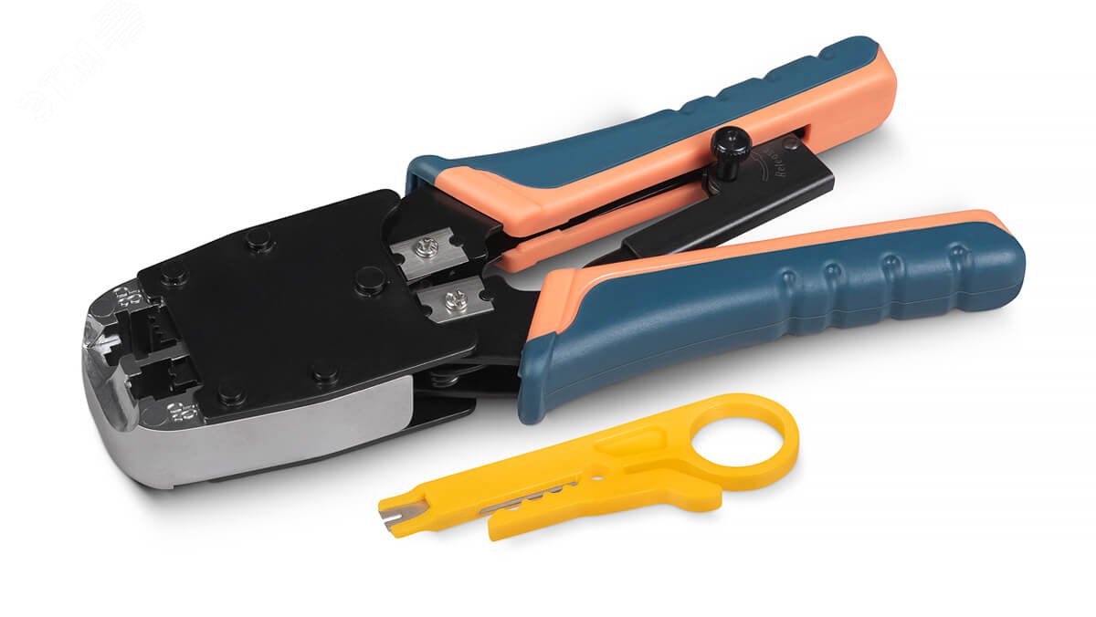 Изображение товара Обжимной инструмент для RJ-45 и RJ-11/12 с храповым механизмом Cabeus HT-500R