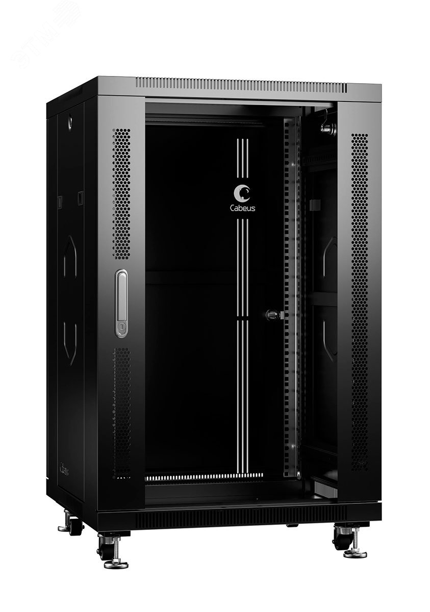 Шкаф монтажный телекоммуникационный 19дюймов напольный для распределительного и серверного оборудования 18U SH-05C-18U60/100-BK Cabeus
