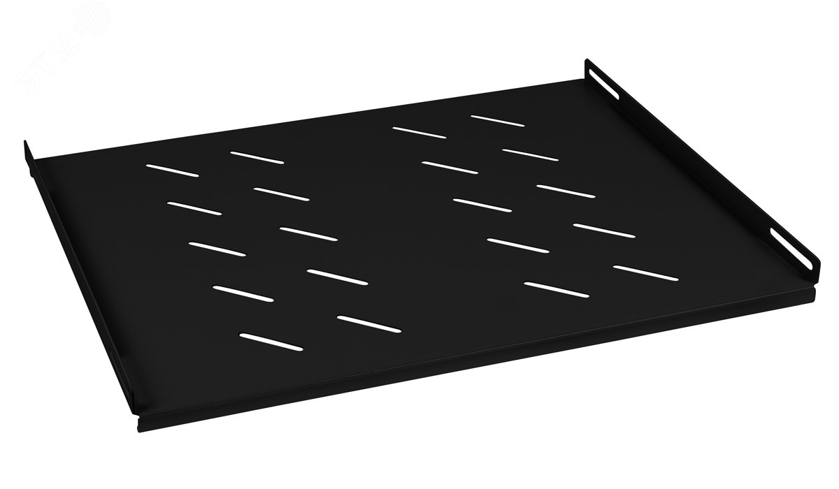 Полка 19' перфорированная глубиной 400 мм для напольных и настенных шкафов с глубиной 600 мм, усиленная до 100кг, цвет черный (RAL 9004) SH-J018-FC-600m-100KG-BK Cabeus