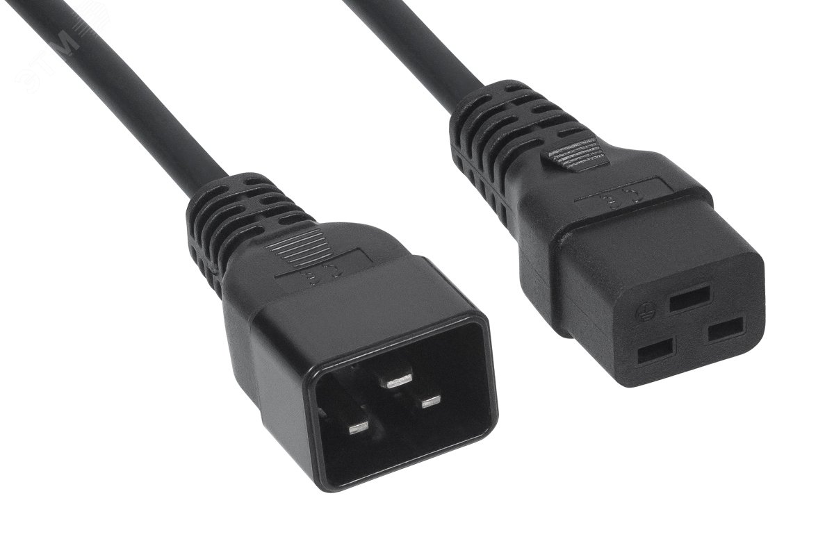 Изображение товара Кабель питания IEC 320 C19 - IEC 320 C20 (3x1.5), 16A, прямая вилка, 3м (шт)