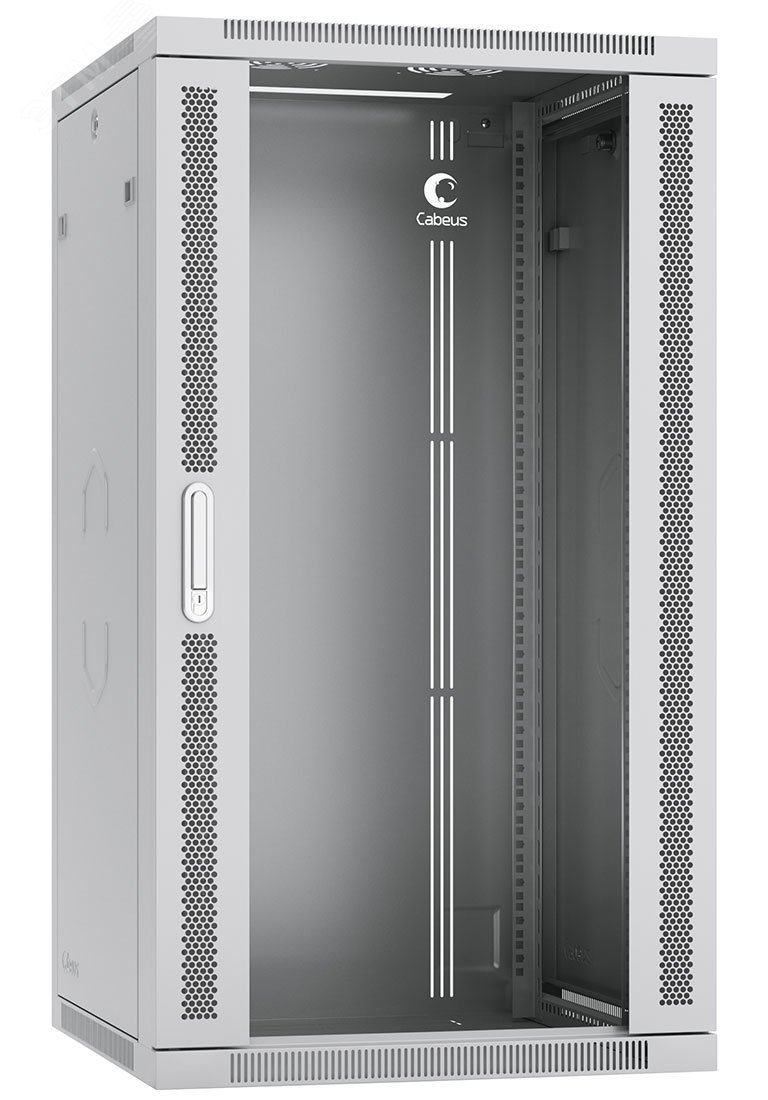 Шкаф телекоммуникационный настенный разобранный 19' 22U 600x600x1082mm (ШхГхВ) дверь стекло, цвет серый (RAL 7035) SH-05F-22U60/60-R Cabeus