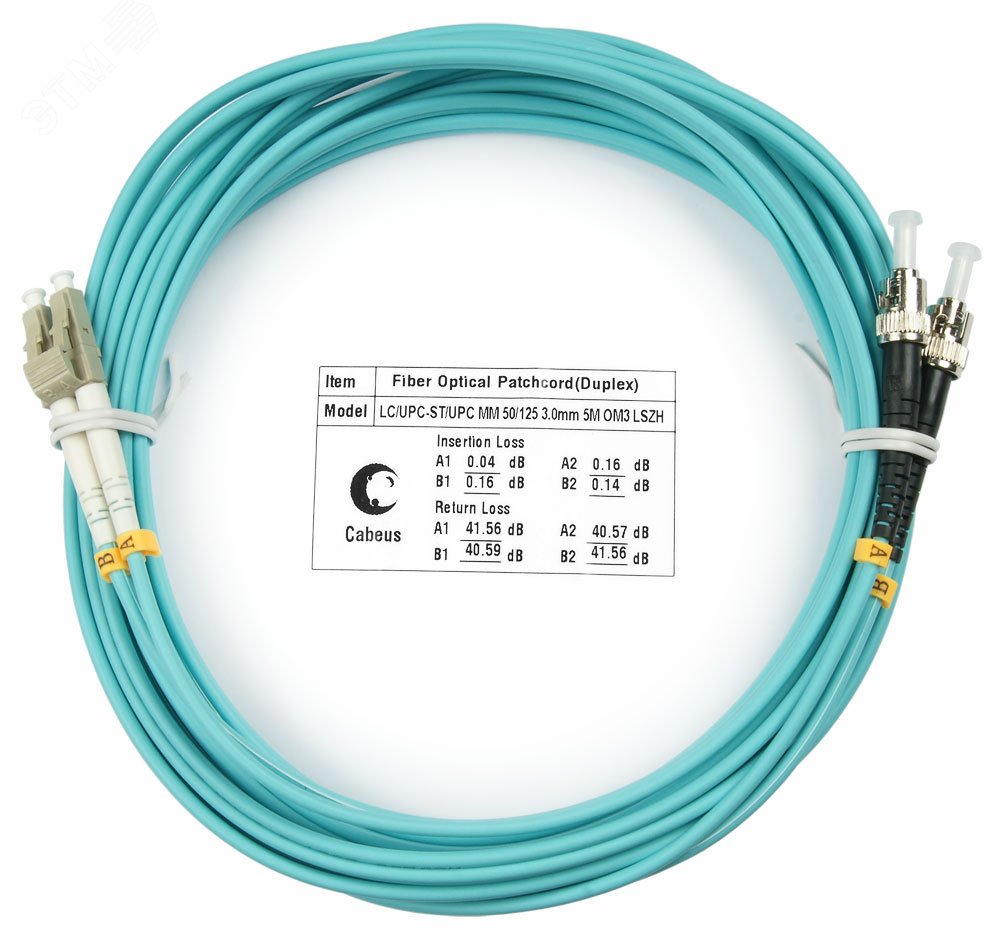 Изображение товара Патч-корд оптический duplex 5м LC-ST 50/125MM OM3 LSZH (шт)
