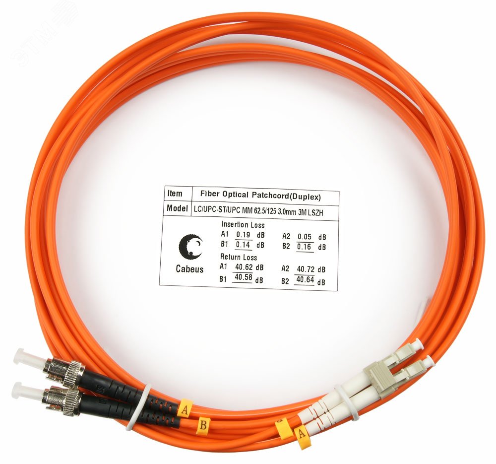 Изображение товара Патч-корд оптический duplex 3м LC-ST 62,5/125MM LSZH