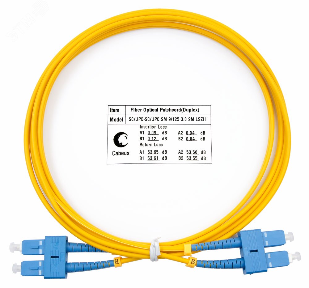 Изображение товара Оптический патч-корд duplex 2м SC-SC 9/125 LSZH Cabeus