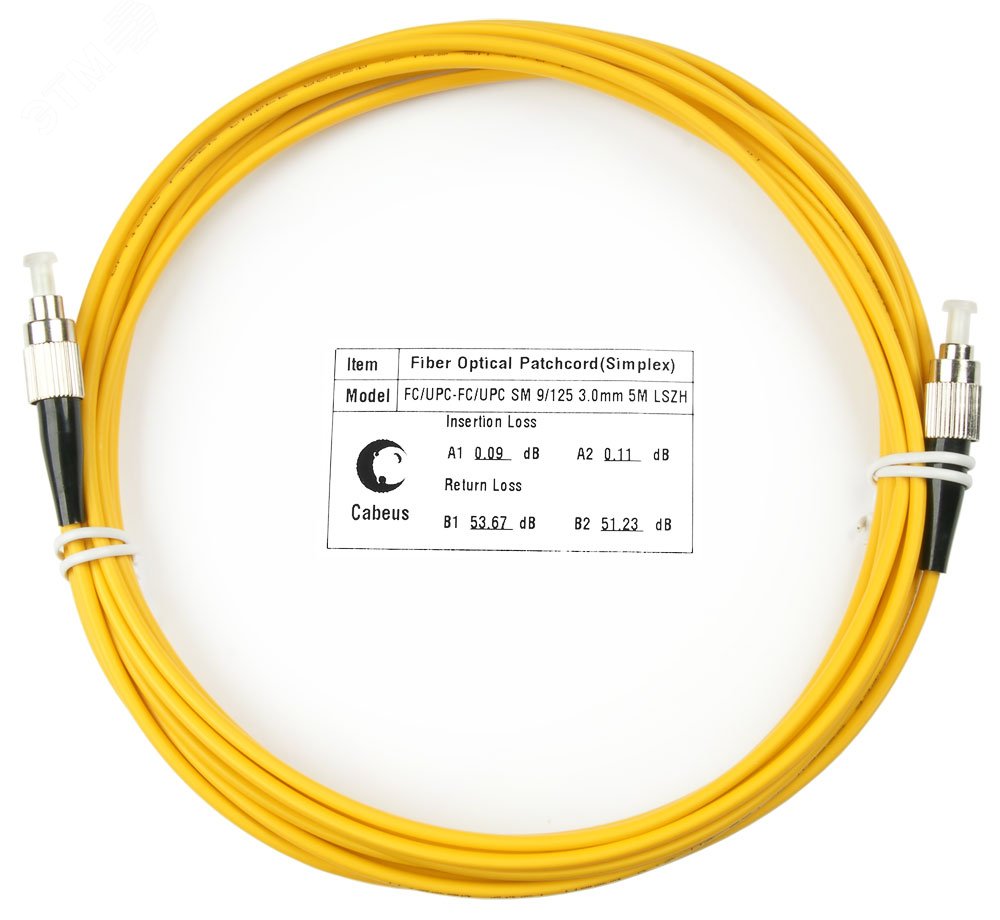Изображение товара Патч-корд оптический simplex 5м FC-FC 9/125 sm LSZH (шт)
