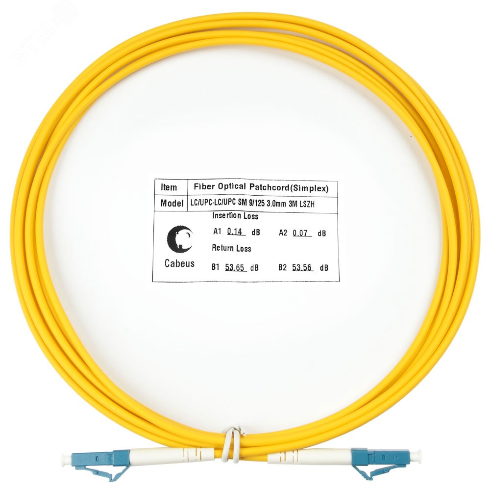 Шнур оптический simplex 3м LC-LC 9/125 sm LSZH FOP(s)-9-LC-LC-3m Cabeus - превью 2