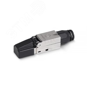 Изображение товара Коннектор с фиксатором кабеля и колпачком RJ-45(8P8C) под витую пару, категория 6, экранированный, для одножильного кабеля, со вставкой (шт)