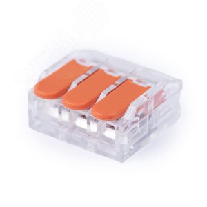 Изображение товара Клемма соединительная универсальная 3-х проводная с рычагом 0,5-6,0 (10шт) (WAGO 221-6 (упак)