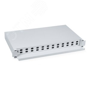 Изображение товара Кросс бокс оптический 19' на 24 SC (LC duplex) со сплайс-кассетой, выдвижной (без пигтейлов и проходных адаптеров) (шт)