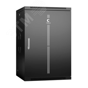 Изображение товара Шкаф телекоммуникационный настенный разобранный 19дюймов 18U 600x600x901mm (ШхГхВ) дверь металл, цвет черный (RAL 9004) (шт)