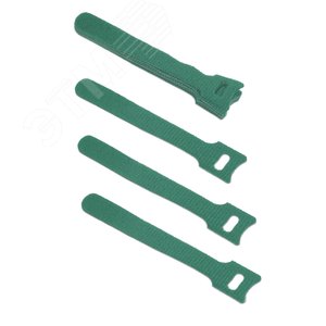 Изображение товара Хомут для кабеля, липучка с мягкой застежкой, 125x14 мм, зеленый (10 шт.) (упак)