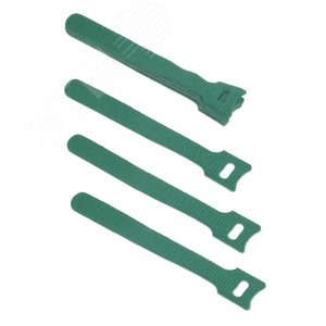Изображение товара Хомут для кабеля, липучка с мягкой застежкой, 135x14 мм, зеленый (10 шт.) (упак)