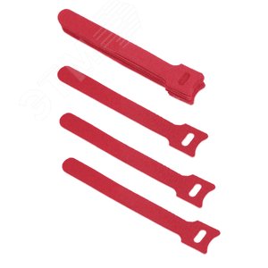 Изображение товара Хомут для кабеля, липучка с мягкой застежкой, 135x14 мм, красный (10 шт.) (упак)