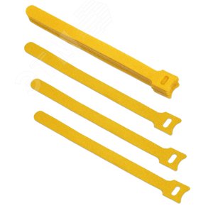 Хомут для кабеля, липучка с мягкой застежкой, 180x14 мм, желтый (10 шт.)