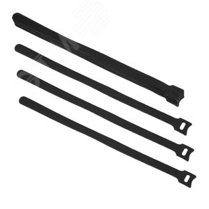 Изображение товара Хомут для кабеля, липучка с мягкой застежкой, 310x14 мм, черный (10 шт.) (упак)