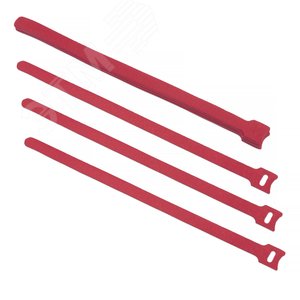 Хомут для кабеля, липучка с мягкой застежкой, 310x14 мм, красный (10 шт.)