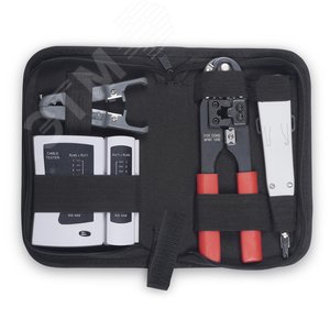 Изображение товара Набор инструментов (инструмент обжимной, инструмент для заделки витой пары , зачистка, тестер) (шт)