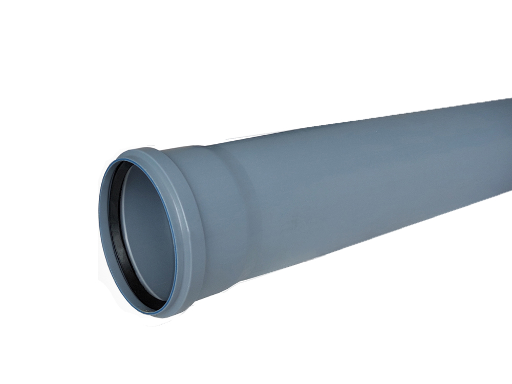 Труба канализационная 110x2000 мм, толщина 2.2, PP однораструбная, серая