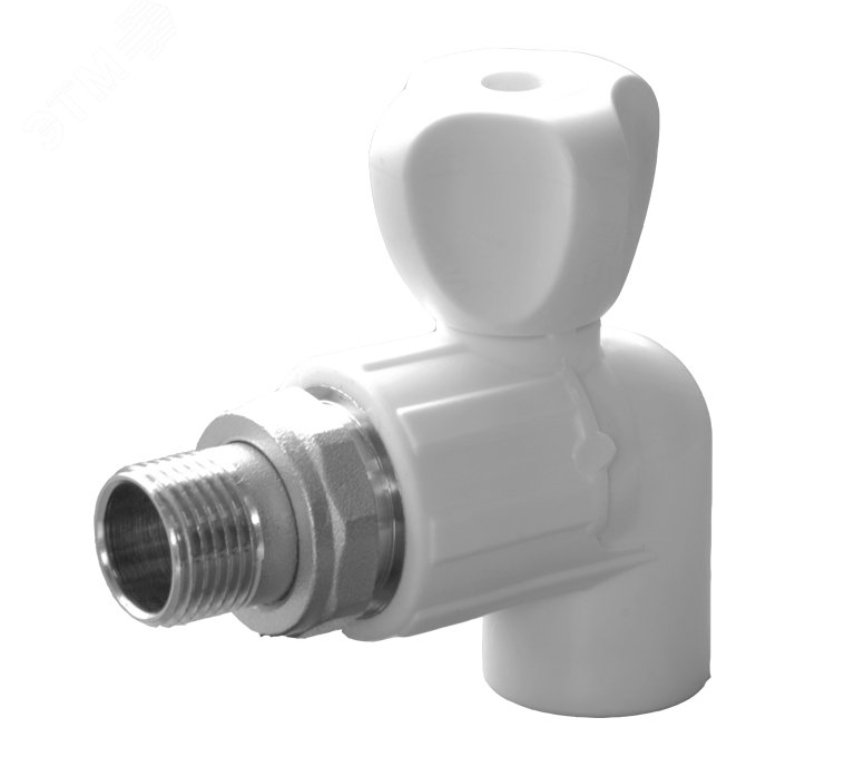Изображение товара Кран для радиатора угловой 20х1/2' полипропиленовый PPR белый (шт)