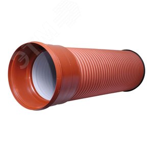 Труба ПЭ гофрированная двухслойная 233/200 SN8 с раструбом+кольцо - 6м. - фото 2