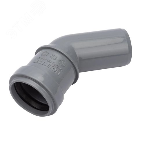 Отвод 32 45 град, для внутренней канализации, серый - фото 1