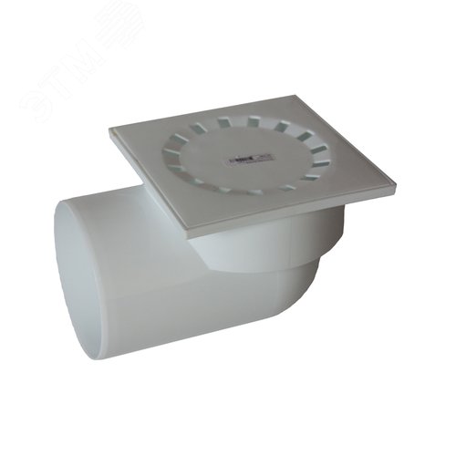 Трап 50 горизонтальный с пластиковой решеткой 150x150 мм - фото 1