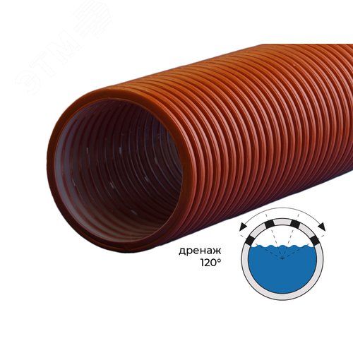 Труба ПЭ гофрированная двухслойная 368/315 SN8 с перфорацией 120гр 3отв - 6м. - фото 2