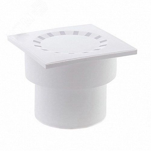 Трап 50 вертикальный с пластиковой решеткой 150 х 150 мм