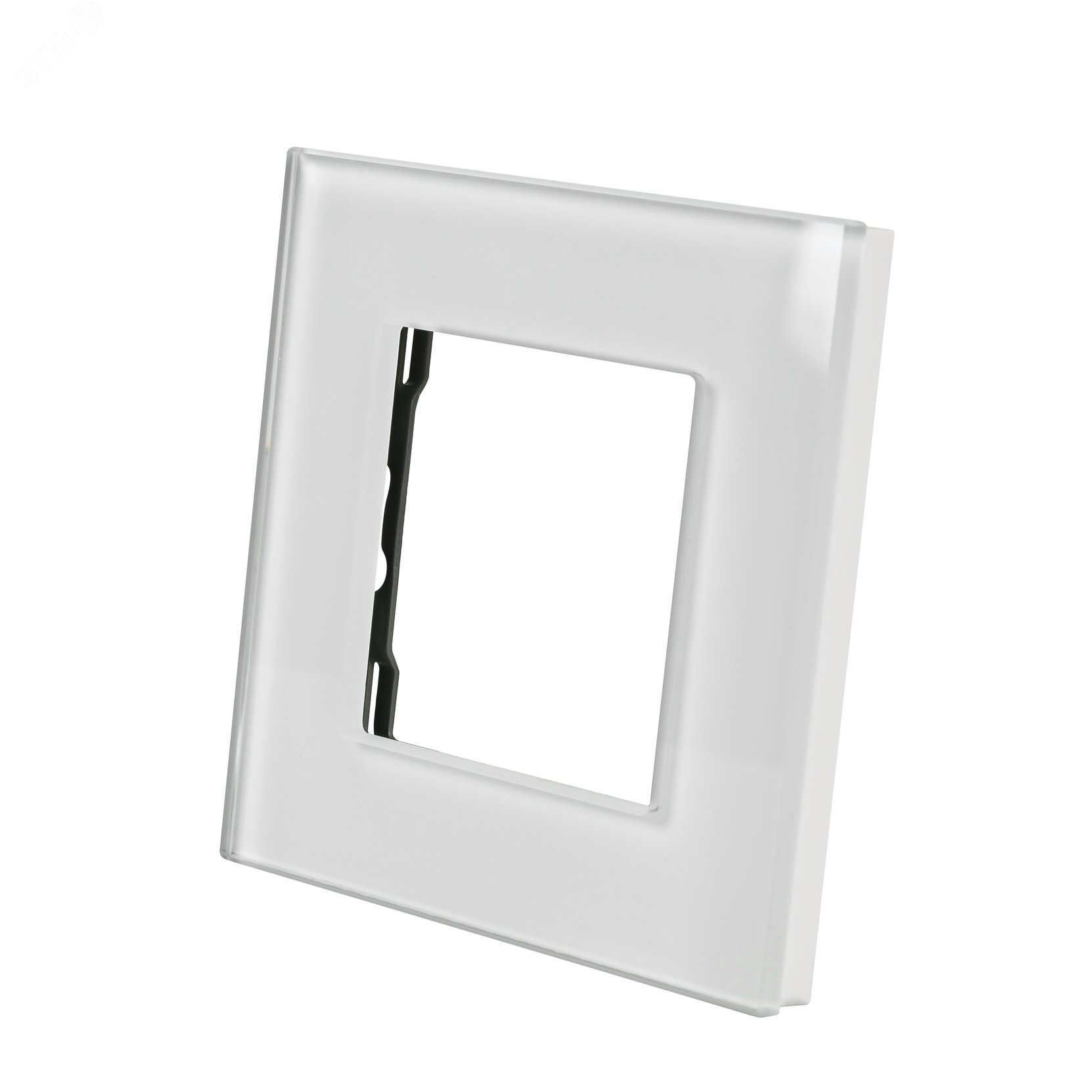 Изображение товара Стеклянная рамка 1 пост белая 86х86 мм с надежными защелками