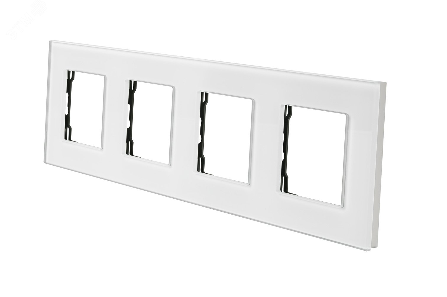 Изображение товара Стеклянная рамка 4 поста белая 299х86мм Sibling Powerframe-4GW