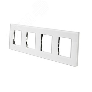 Изображение товара Рамка стеклянная 4 поста белая (299х86мм) (шт)