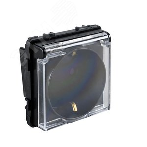 Изображение товара Розетка в рамку с крышкой IP44 черная (47х47мм) (шт)