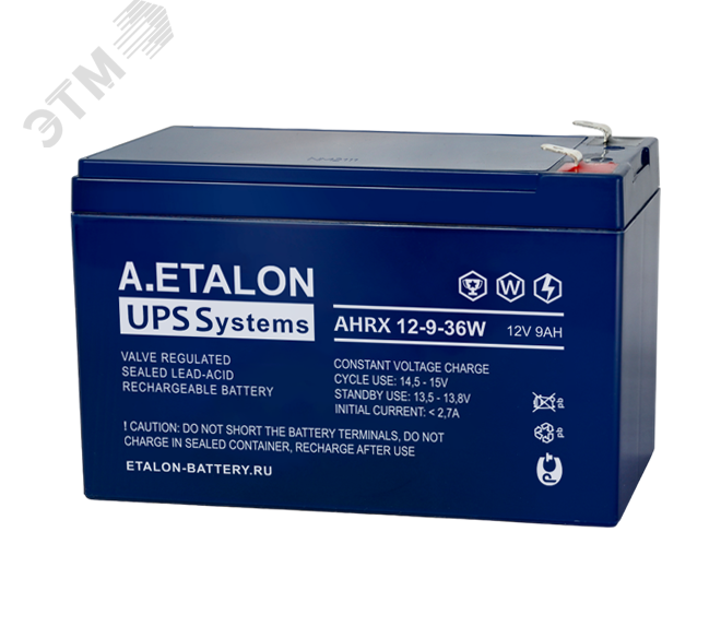 Изображение товара Аккумулятор А.ETALON 12В 9Ач 36W для ИБП и систем связи