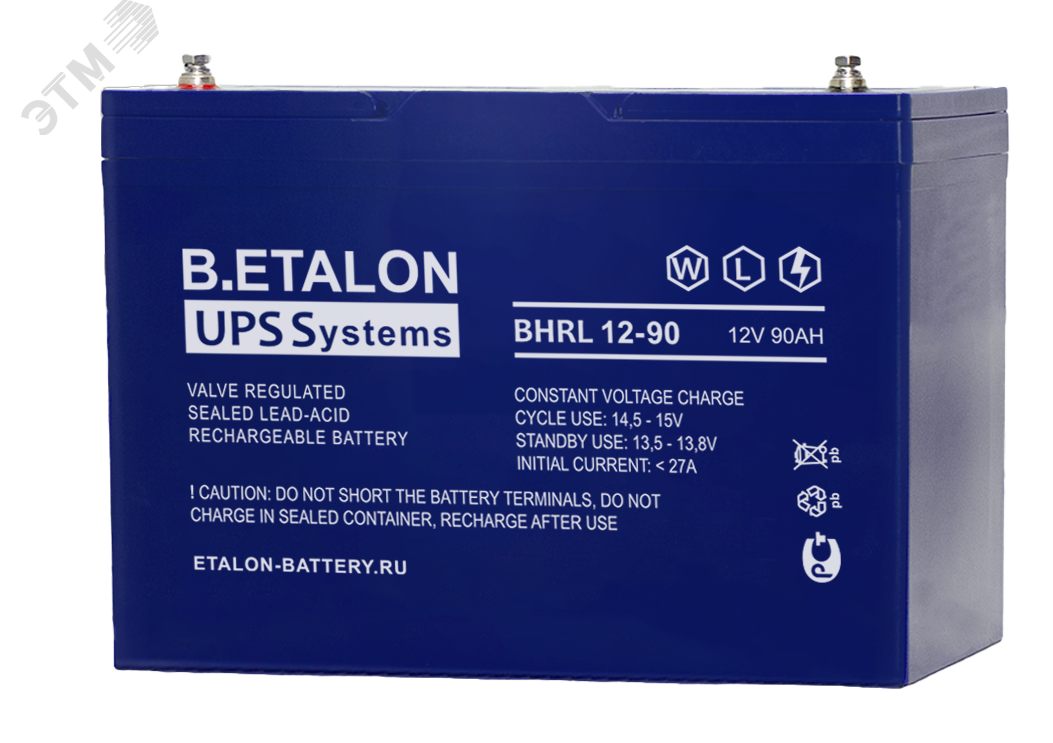 Изображение товара Аккумулятор B.ETALON BHRL 12В 90 А/ч для ИБП