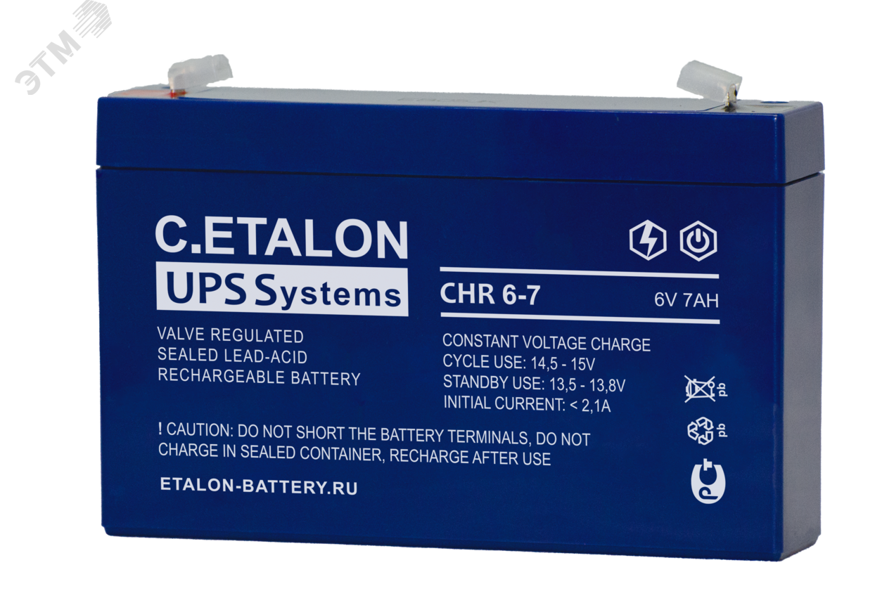 Аккумулятор C.ETALON CHR 6В 7 А/ч артикул 700-6/07S Etalon battery ...