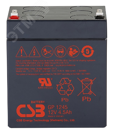 Изображение товара Аккумулятор CSB GP 1245 12В 4.5Ач AGM герметичный с ABS корпусом