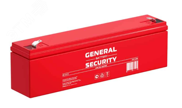 Изображение товара GS2.3-12 GENERAL SECURITY: 12В 2,3Ач AGM аккумулятор (GS2.3-12)