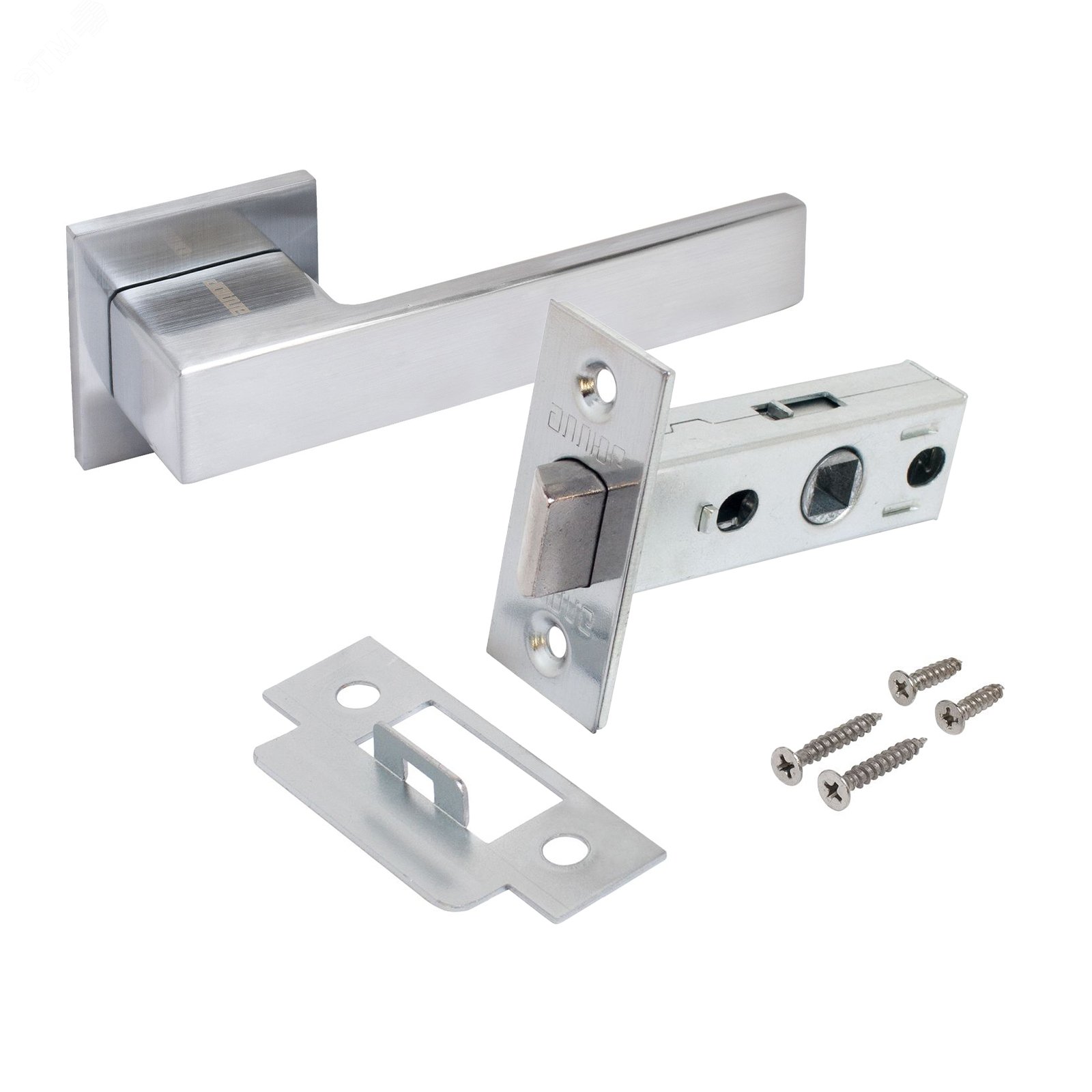 Изображение товара Комплект ручка и защелка АЛЛЮР АРТ РИНГО SC+L45-8 SC матовый хром