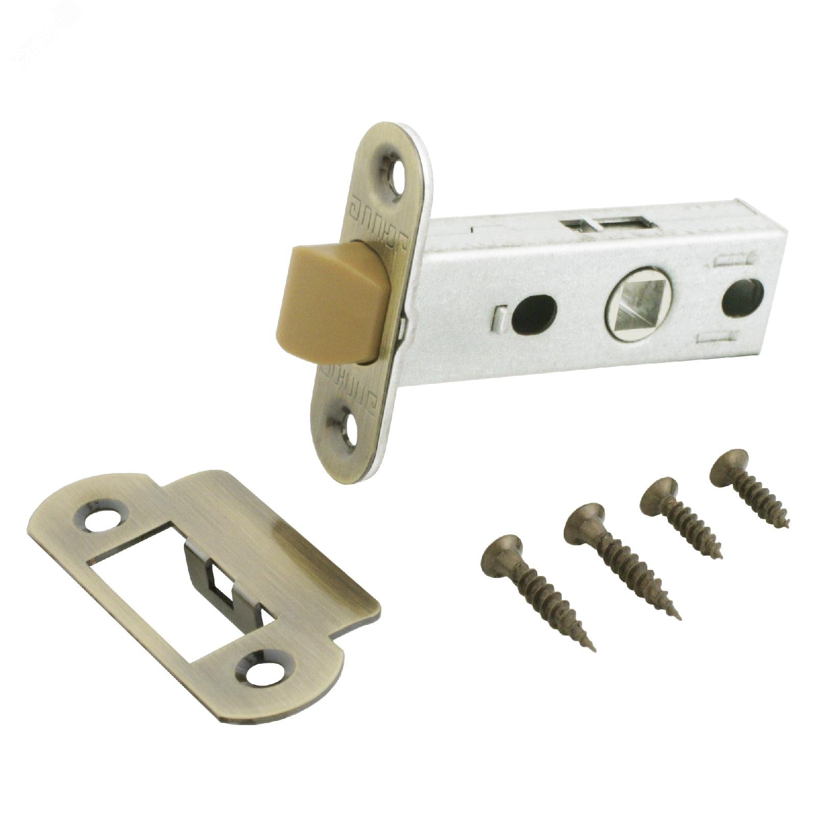 Изображение товара Защелка врезная универсальная для деревянных межкомнатных дверей АЛЛЮР АРТ L45-8-PR18 AB бронзовая