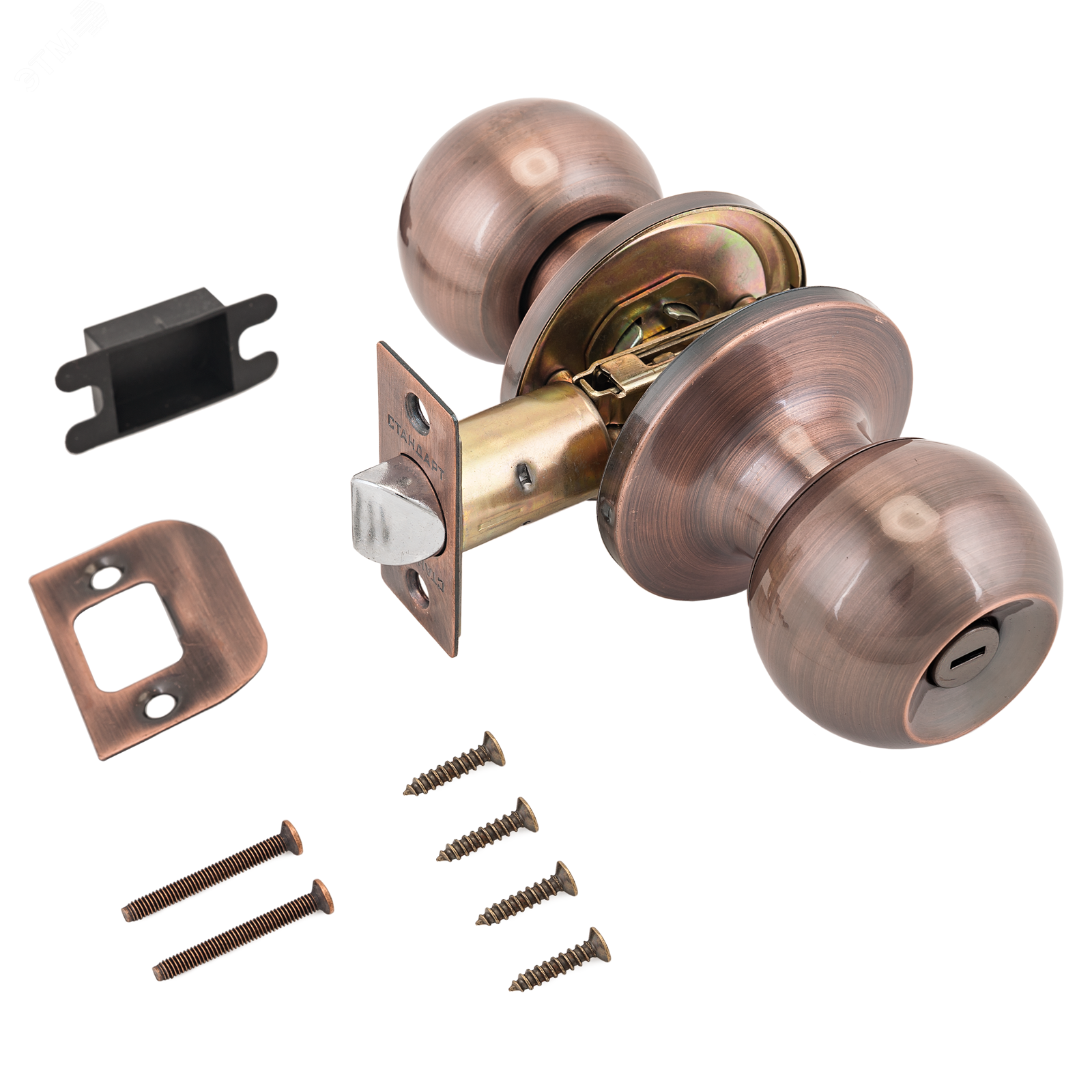 Изображение товара Ручка-защелка для межкомнатных дверей, СТАНДАРТ 607 BK AC медь (шт)