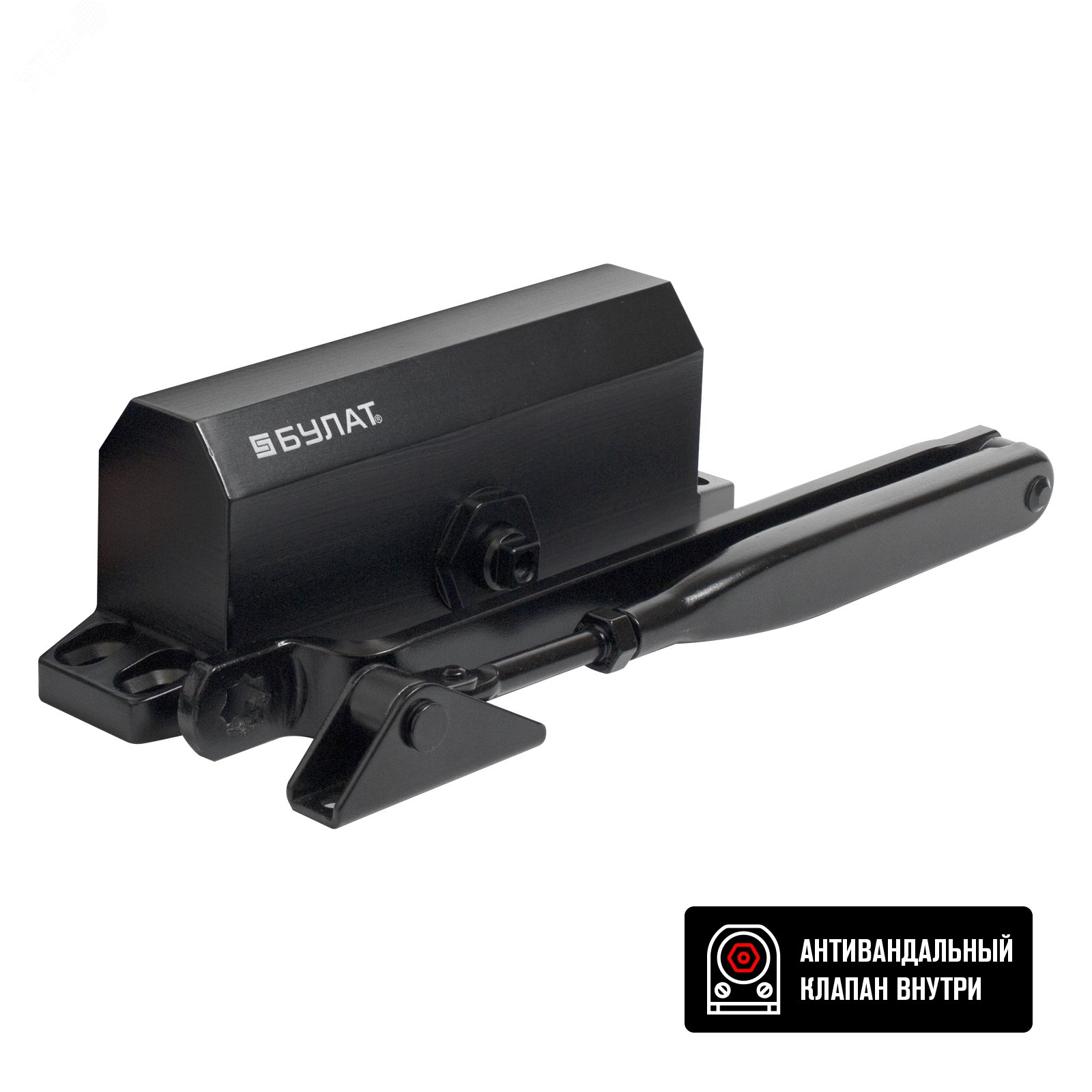 Изображение товара Доводчик дверной БУЛАТ ARCTIC ДД 502/4 A-B морозостойкий 60-120 кг черный