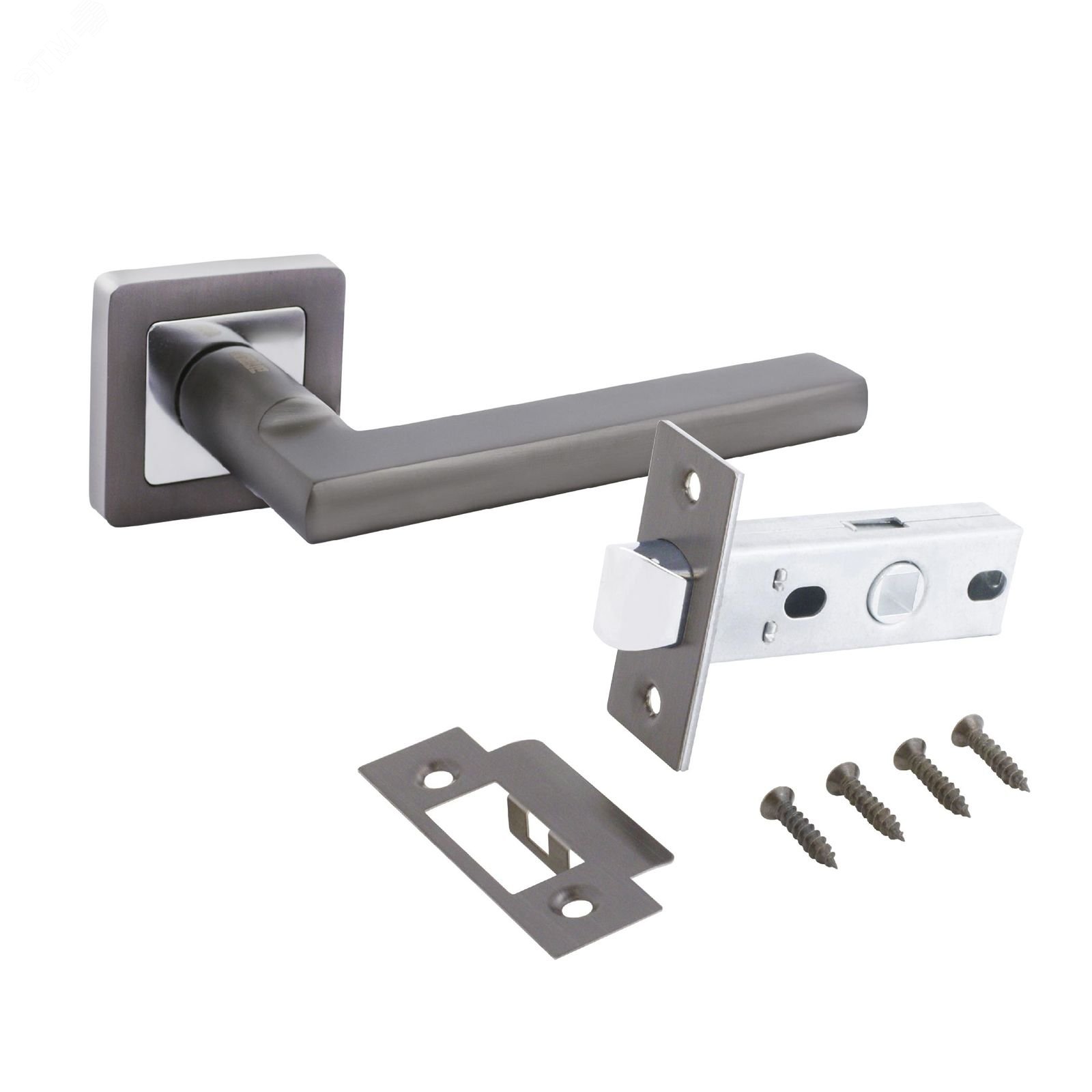 Изображение товара Комплект ручек и защелок АЛЛЮР АРТ ВЕНСАН MBN+L45-8 MBN 2640/S45 графит