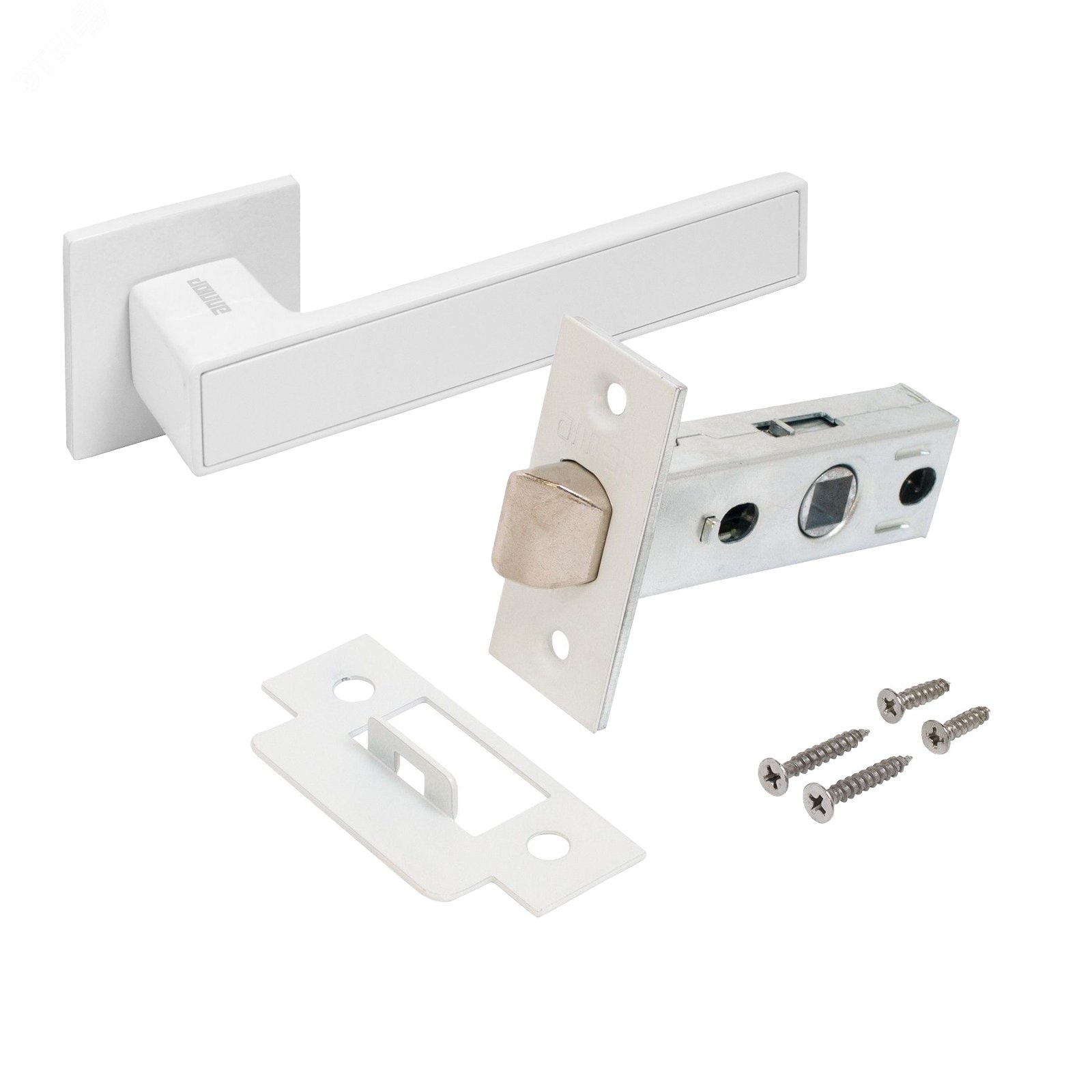 Изображение товара Комплект ручка и защелка АЛЛЮР АРТ ЛАНА W/W+L45-8 W матовый белый